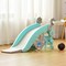 Costway 4-in-1 Rocking Horse & Slide Set Toddler Slide Toy with Basketball Hoop Blue/Pink